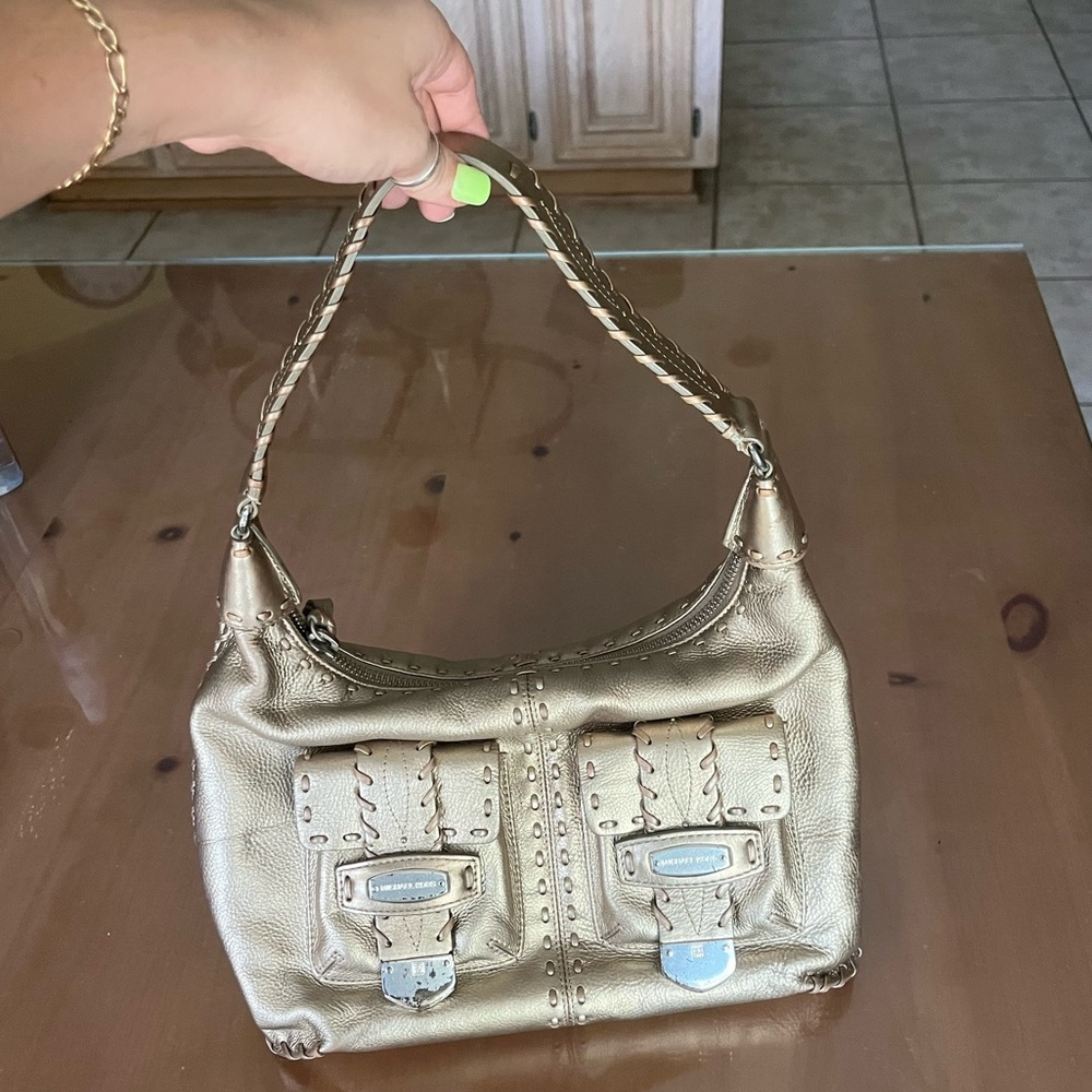 Adorable Michael Michael Kors gold leather shoulder bag!